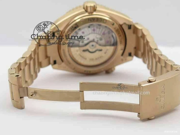 0305 Efficient Planet Ocean GMT 43.5mm RG V6F 1:1 Best Edition Black Dial On RG Bracelet A 8182